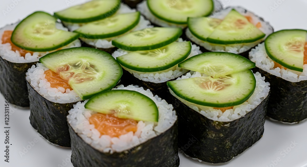 Delicious Salmon Cucumber Sushi Rolls Japanese Food Delicious Salmon Cucumber Sushi Rolls Japanese Food