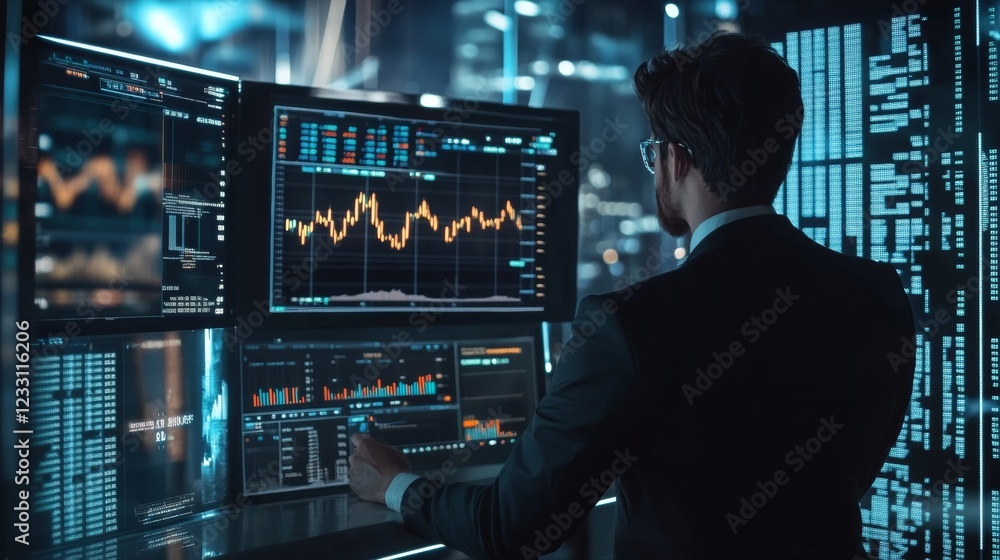 man in front of his pc with technology man in front of his pc with technology