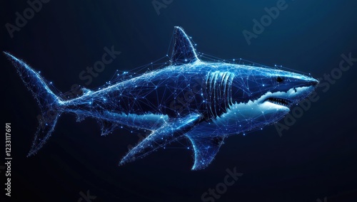 Abstract Polygonal Great White Shark Digital Art photo