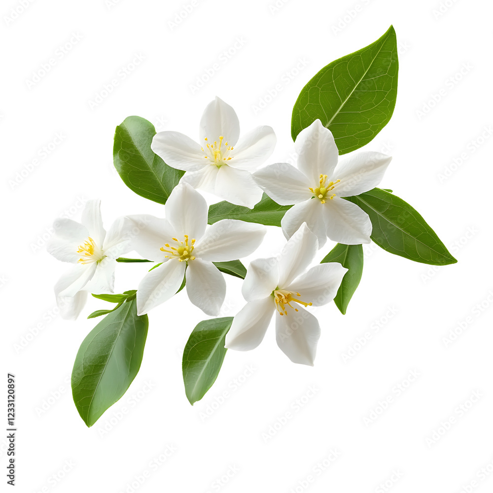 Fototapeta premium White jasmine flower branch on transparent background
