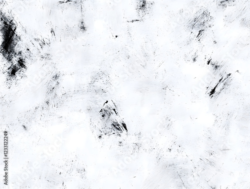  This image displays a rugged white surface marred by grime and wear. The scattered black marks and the uneven texture give it a used, vintage feel, suitable for backgrounds that require a rustic or d