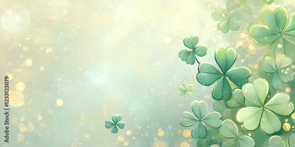 Fototapeta premium Pastel Background with Green Shamrock for St. Patrick's Day Celebration