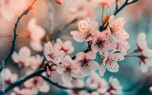 Beautiful Cherry Blossom Tree Blossoming in the Spring with Delicate Flowers photo