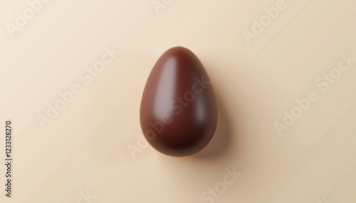 Single glossy chocolate Easter egg mockup on light-colored surface photo