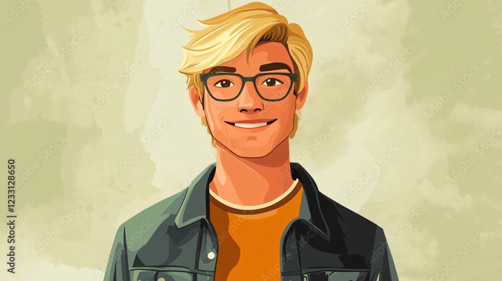 Smiling Young Man Vector Illustration for Stock Photos Smiling Young Man Vector Illustration for Stock Photos