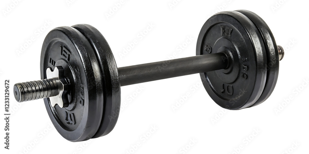 Naklejka premium Black Adjustable Dumbbell isolated on white background as transparent. PNG.AI GENERATED