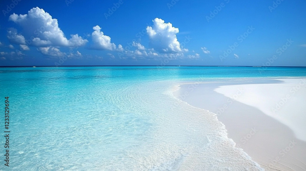 The Caribbean Sea and white sand on a perfect sunny day. Summer vacation paradise The Caribbean Sea and white sand on a perfect sunny day. Summer vacation paradise
