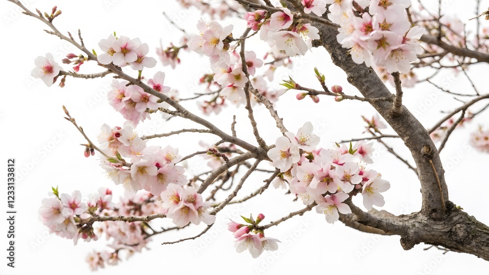Delicate Pink Cherry Blossoms on Branch Delicate Pink Cherry Blossoms on Branch