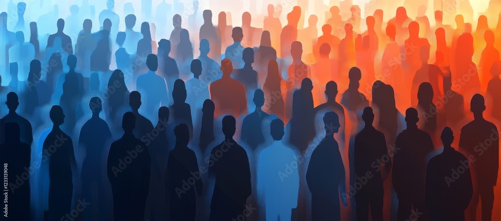 Fototapeta premium In a crowd of people, the inner world of each person is like a canvas painted with its own unique spectrum of colors.