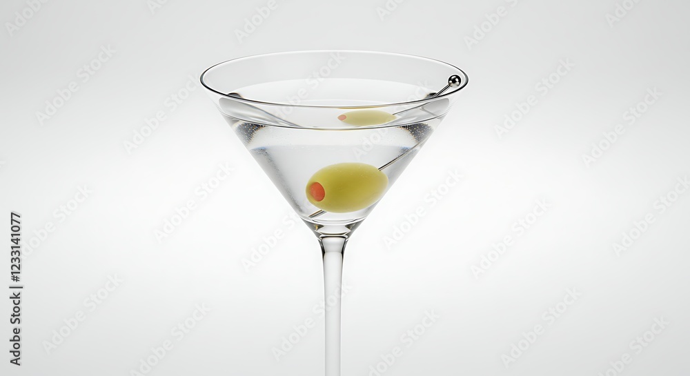 Classic Martini Cocktail with Olives in a Martini Glass Classic Martini Cocktail with Olives in a Martini Glass