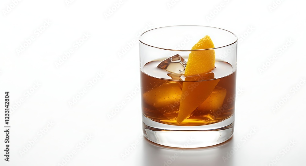 Refreshing Old Fashioned Cocktail with Orange Twist Refreshing Old Fashioned Cocktail with Orange Twist