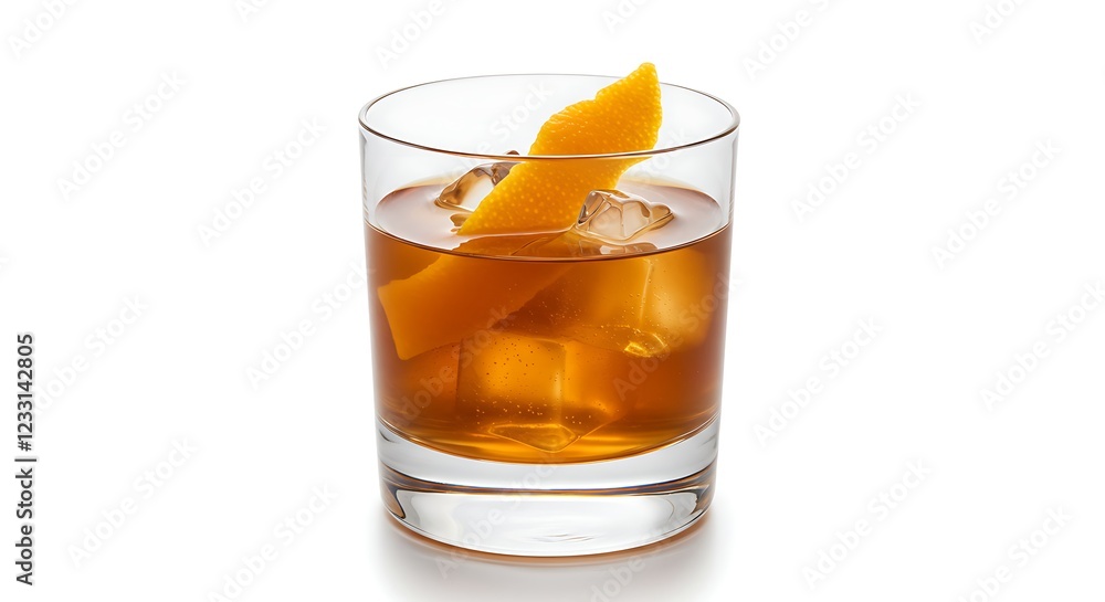 Refreshing Old Fashioned Cocktail with Orange Twist Refreshing Old Fashioned Cocktail with Orange Twist