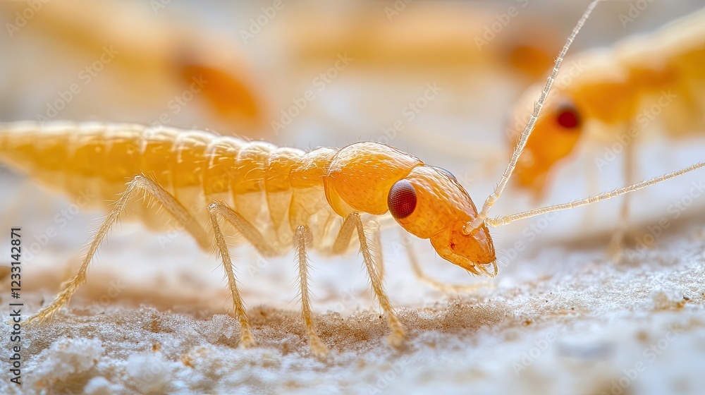 Close-up View of Termites on a Textured Surface with Detailed Body Parts and Antennae Close-up View of Termites on a Textured Surface with Detailed Body Parts and Antennae