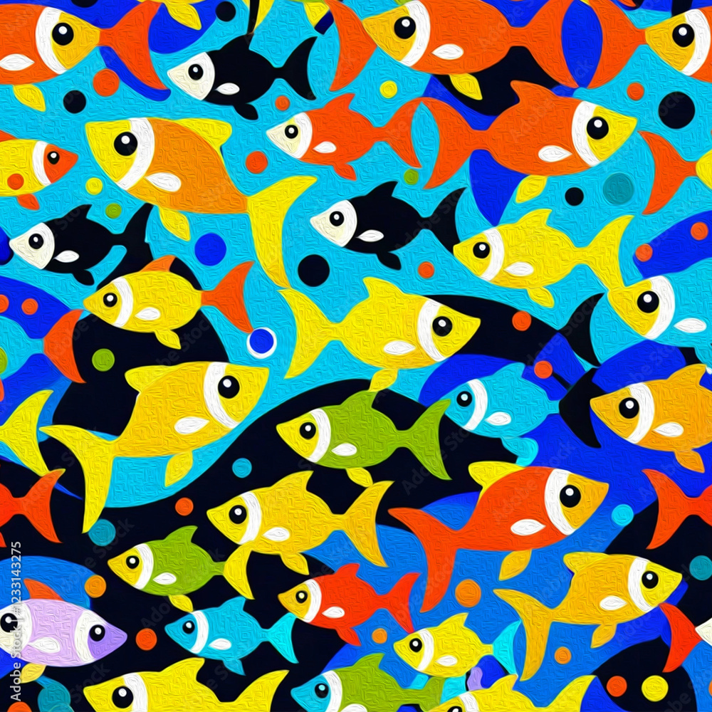 Fototapeta premium Fish. For use in graphics. T-shirt print, tattoo design. Illustration for printing on wall decorations. Oil painting