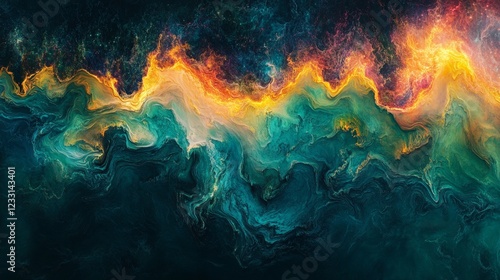 Mysterious and fantastical scenery of cosmic lava