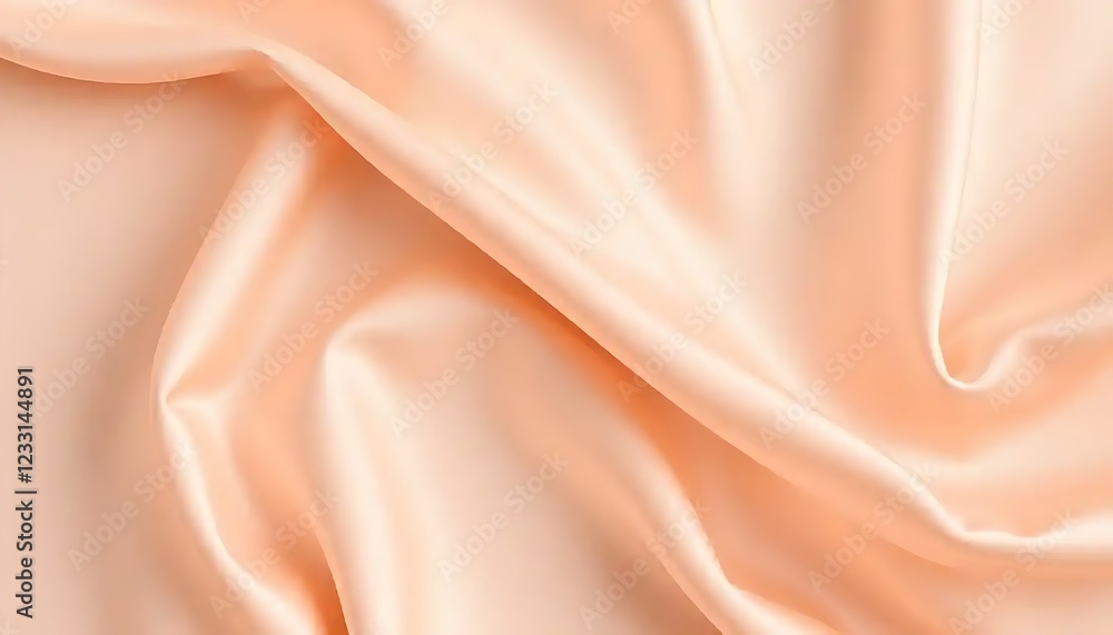 Fototapeta premium Draped Peach Colored Silk Fabric Background