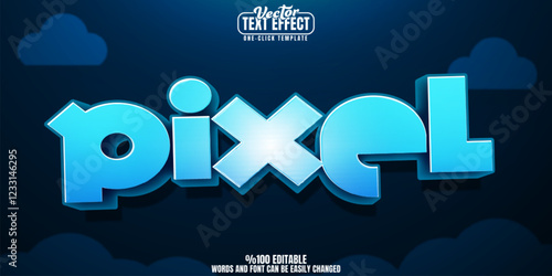 Pixel editable text effect, customizable arcade and retro 3d font style
