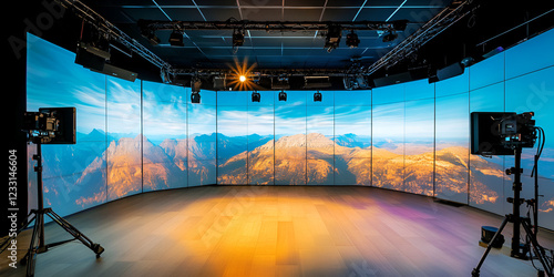 Studio with Integrated Projector Walls for Immersive Visuals photo