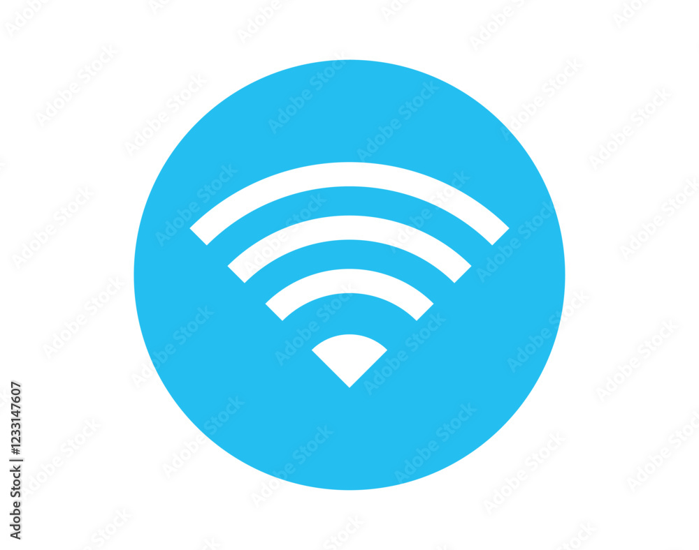 Blue Wi-Fi Symbol on White Background Blue Wi-Fi Symbol on White Background