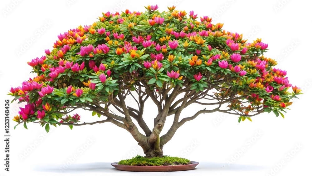 Naklejka premium Colorful Rhododendron Bonsai Tree