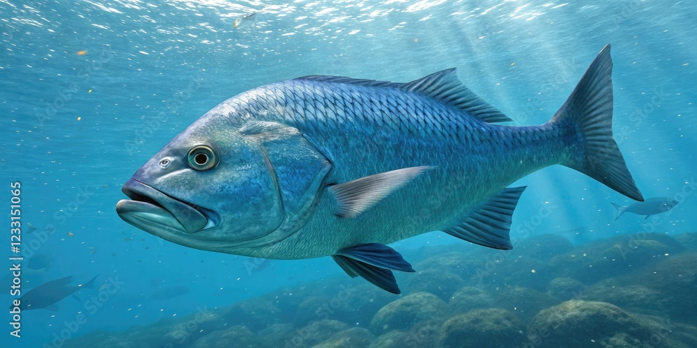 Large Blue Victoria Mouthbrooder Fish in Water Environment, fish tank decoration, freshwater habitat, blue fish, aquarium tank, water environment Large Blue Victoria Mouthbrooder Fish in Water Environment, fish tank decoration, freshwater habitat, blue fish, aquarium tank, water environment