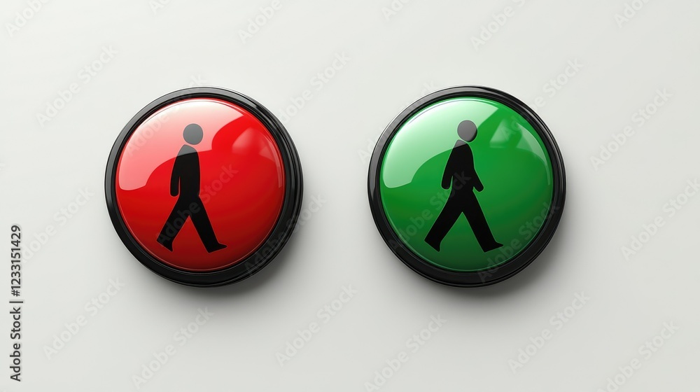 Red and Green Pedestrian Crossing Buttons Red and Green Pedestrian Crossing Buttons