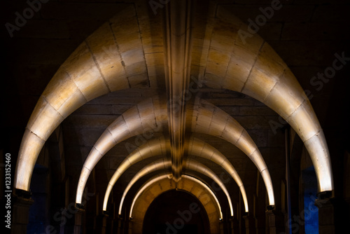 lights in tunnel under English Manor House