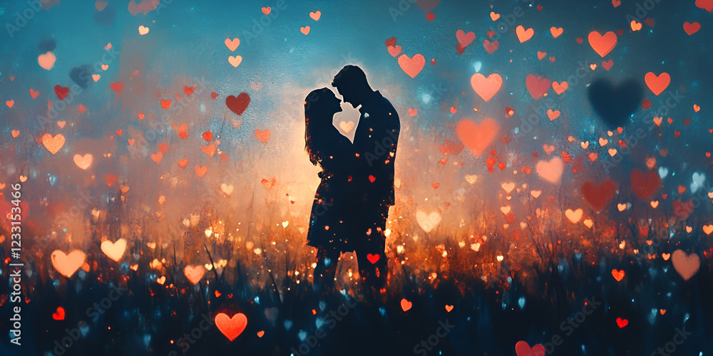 Moment Captured with Hearts Floating in a Dreamy Atmosphere Moment Captured with Hearts Floating in a Dreamy Atmosphere