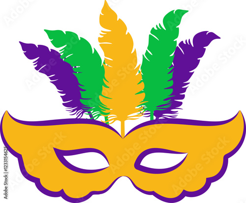 Colorful Mardi Gras Carnival Mask with Feathers