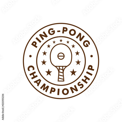 Vintage retro ping pong table tennis championship logo emblem design for t shirt print or embroidery