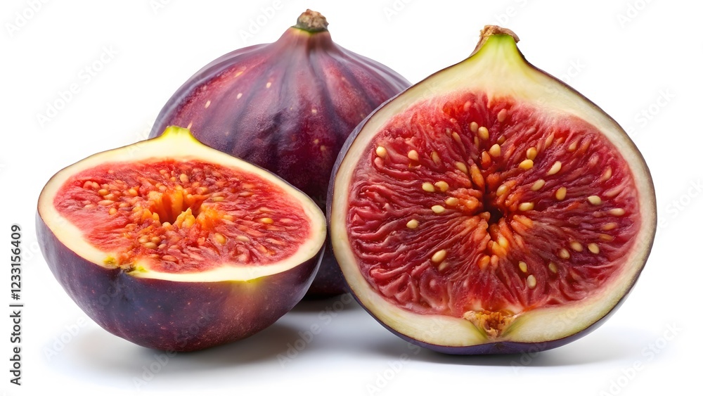 Fresh Figs Cut in Half on White Background Fresh Figs Cut in Half on White Background