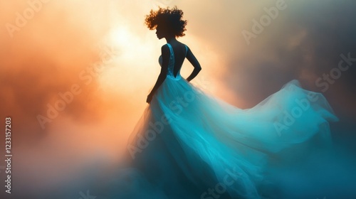 A Woman in a Blue Dress