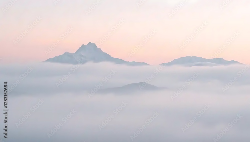Mountain Peaks Emerging Through Early Morning Mist Mountain Peaks Emerging Through Early Morning Mist