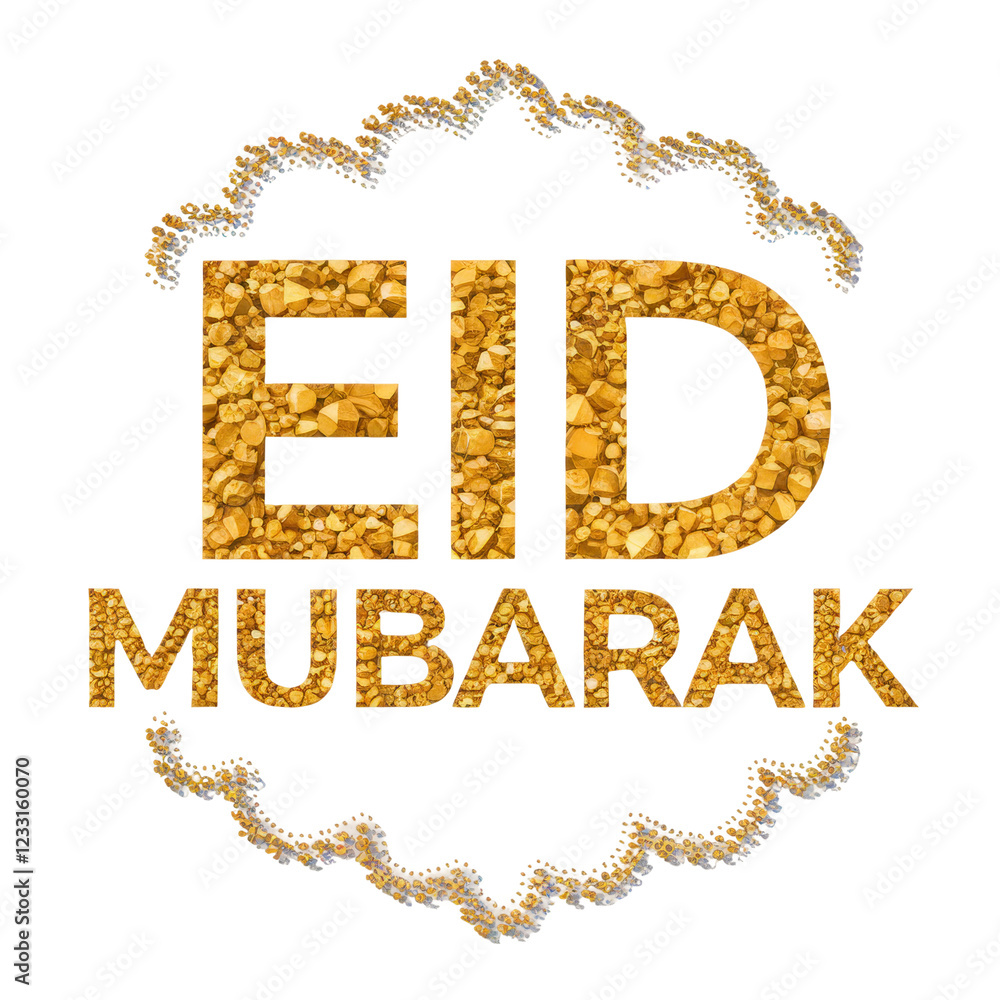 Celebration of Eid Mubarak with gold lettering and decorative border Celebration of Eid Mubarak with gold lettering and decorative border