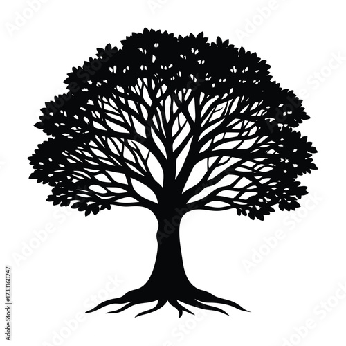 Silhouette of  A Banyan Tree vector illustration