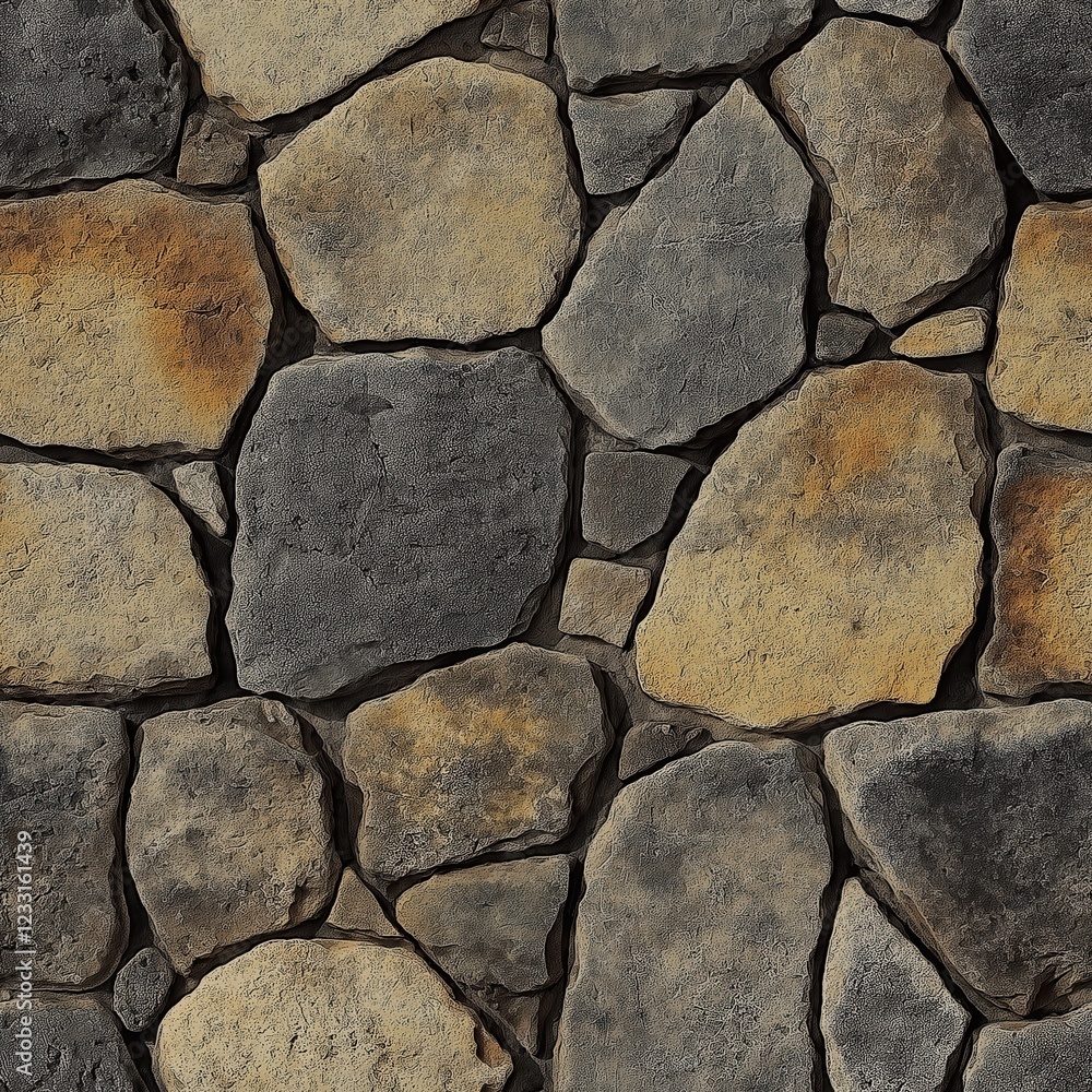 Fototapeta premium Textures of stone floor and wall for game background. seamless patterns of top view
