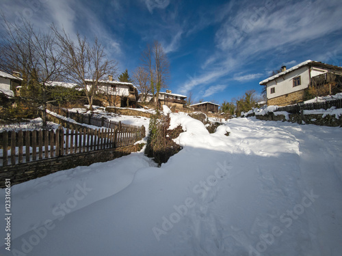 Winter view of village of Bozhentsi, Bulgaria
