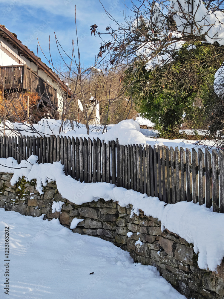 Fototapeta premium Winter view of village of Bozhentsi, Bulgaria