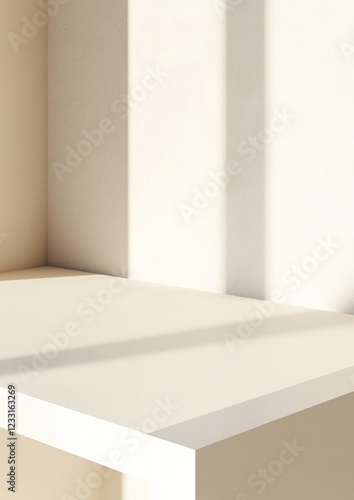 Wallpaper Mural Minimalist 3D Rendering of White Laminate Desk in Bright Studio - Perfect Backdrop for Product Displays & Presentations Torontodigital.ca