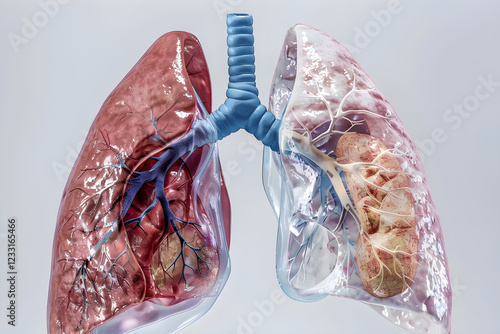 Wallpaper Mural Comparative Anatomical Illustration of Healthy and Obstructed Lungs in Obstructive Lung Disease Torontodigital.ca
