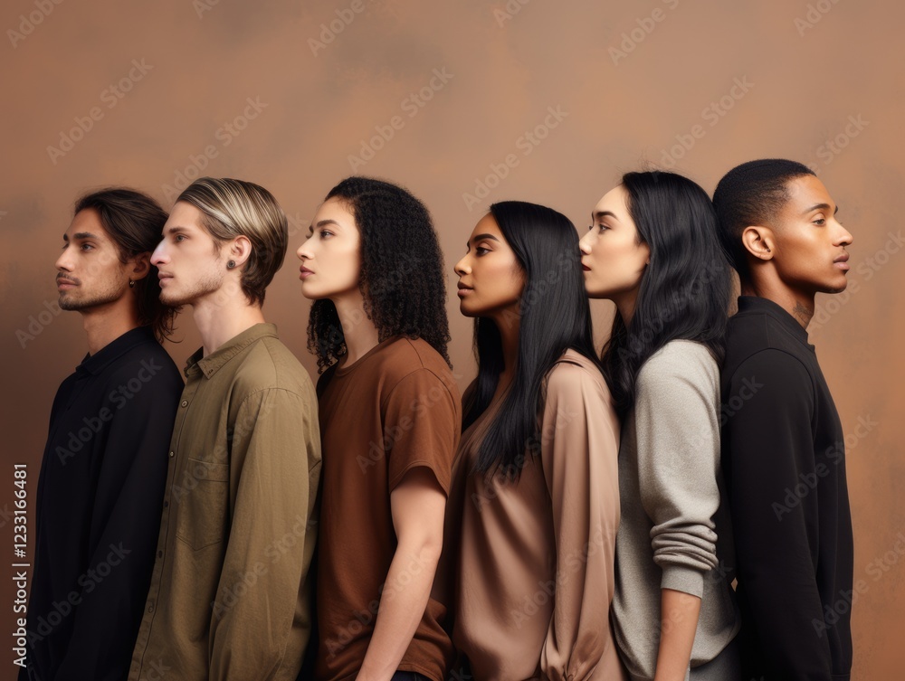 Diversity ethnicity group of people facing to same direction poster style Diversity ethnicity group of people facing to same direction poster style