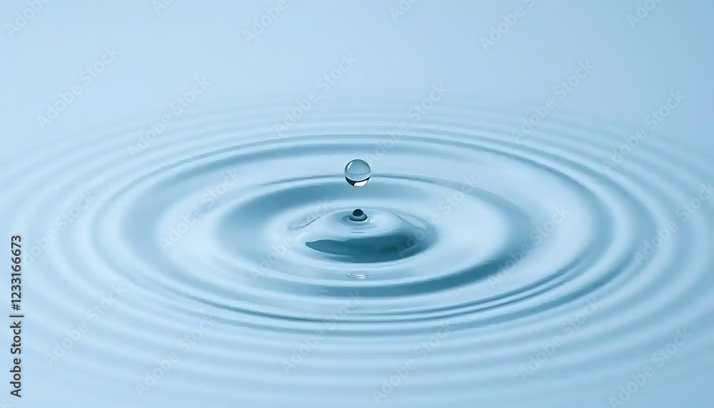 Water droplet creating concentric ripples in still water Water droplet creating concentric ripples in still water