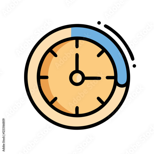 Clock icon with blue and beige colors representing time management and organization in a modern design