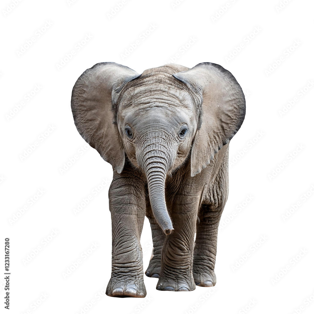 Fototapeta premium Small elephant isolated on white background cutout