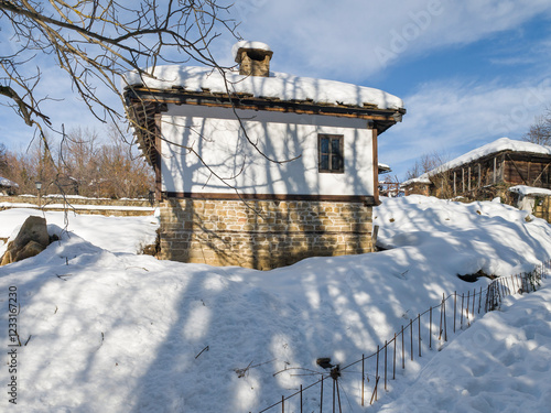 Winter view of village of Bozhentsi, Bulgaria photo