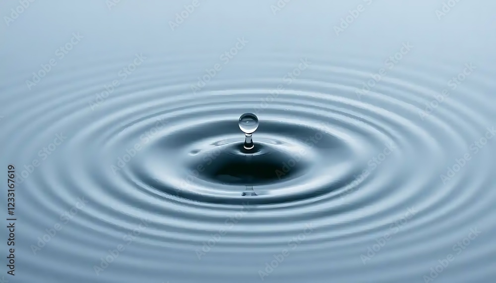 Water droplet impact creating concentric ripples Water droplet impact creating concentric ripples