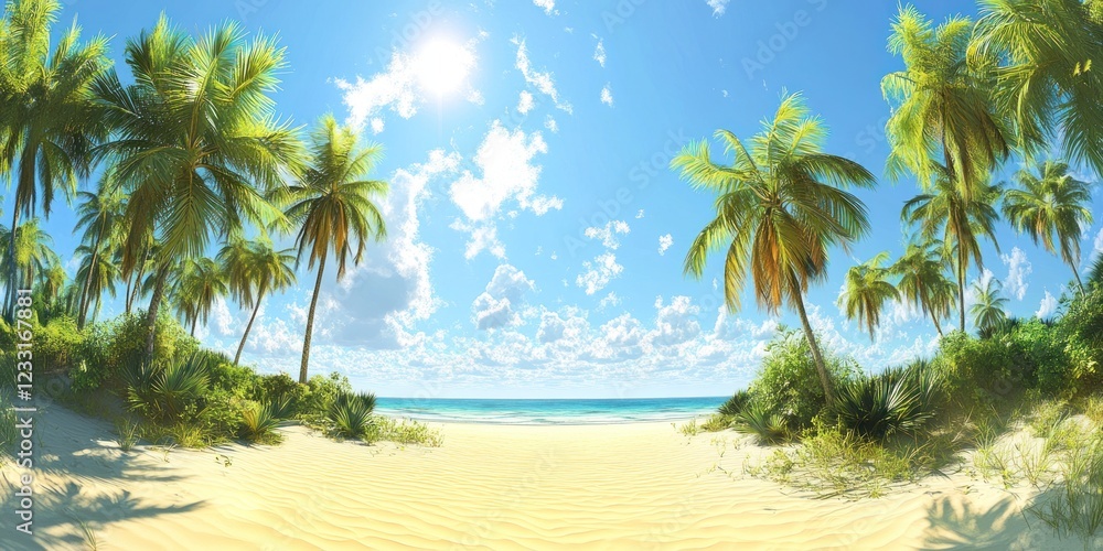 Tropical Paradise: Sun-Kissed Beaches and Lush Palm Trees Tropical Paradise: Sun-Kissed Beaches and Lush Palm Trees