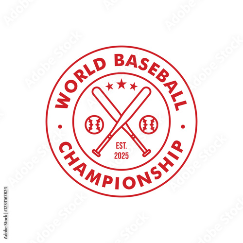 Vintage retro world baseball championship logo emblem design for t shirt print or embroidery