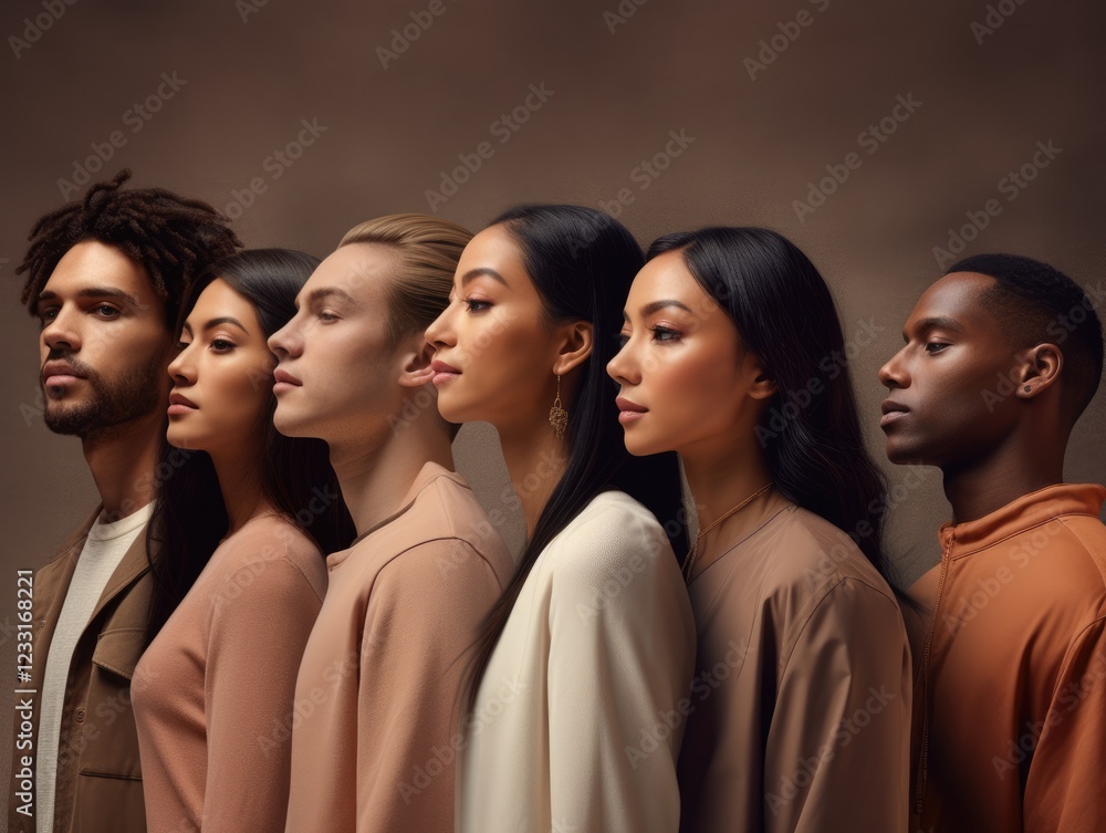 Diversity ethnicity group of people facing to same direction poster style Diversity ethnicity group of people facing to same direction poster style