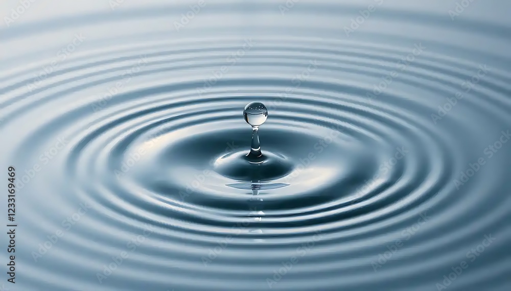 Water droplet falling creating concentric ripples Water droplet falling creating concentric ripples